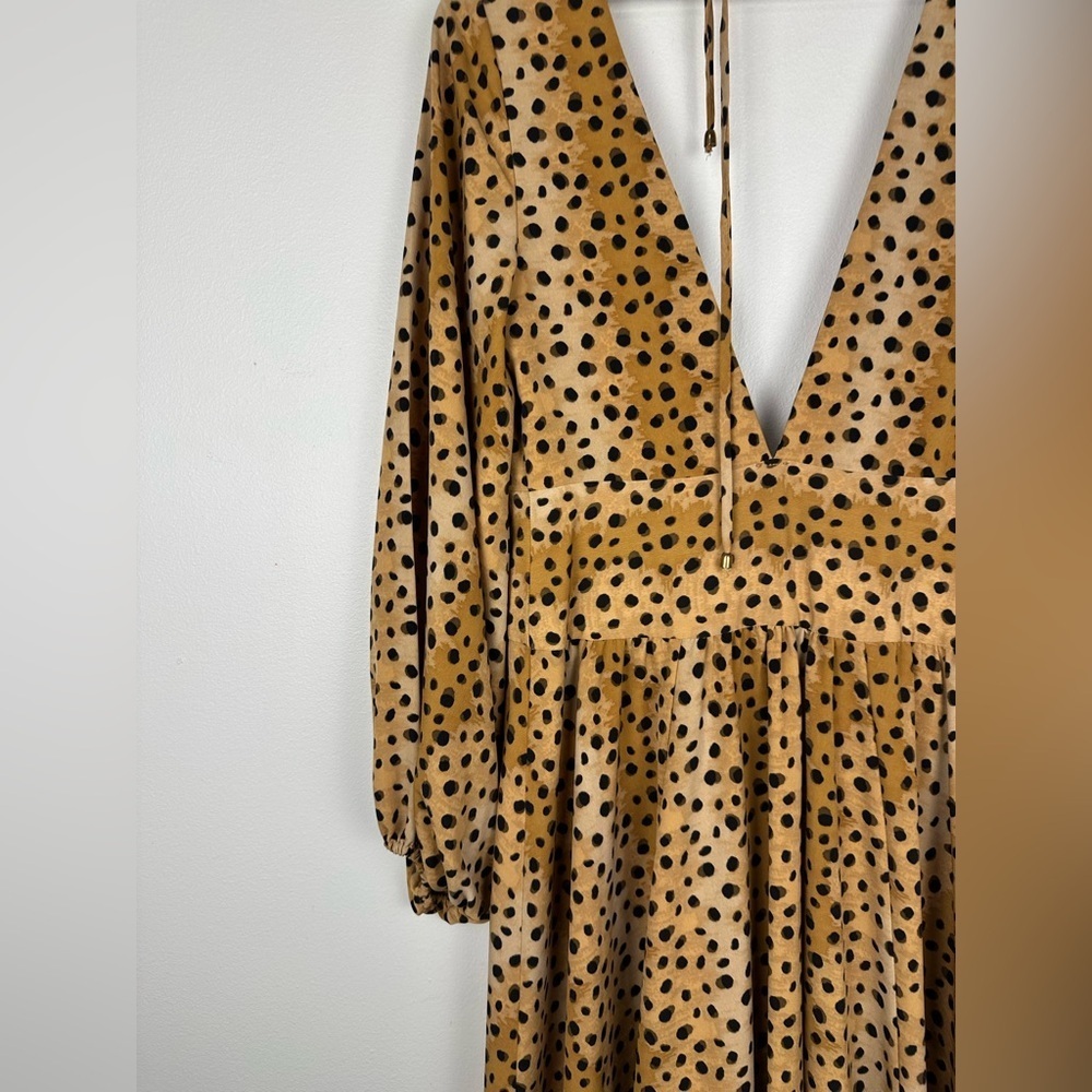 Free People Jayde Leopard Print Boho Maxi Dress‎ Sz 4 - Picture 9 of 9